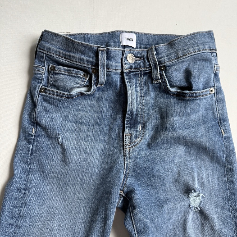 Edwin Anthropologie Elin Crop Straight Jeans Size 25 Wavelength‎ Wash Slim - Picture 3 of 8